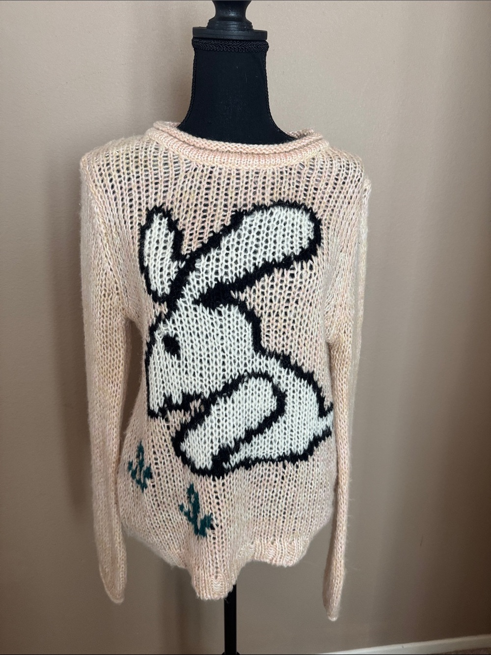 POL Soft Pink and Cream Chunky Knit Sweater